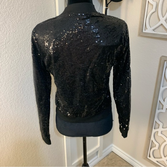 Black Sequin Sparkling bling bombers event jacket - Picture 3 of 11
